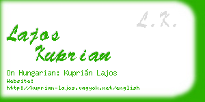 lajos kuprian business card