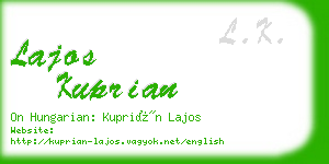 lajos kuprian business card